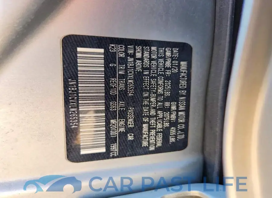 JN1BJ1CVXLW265354# 12