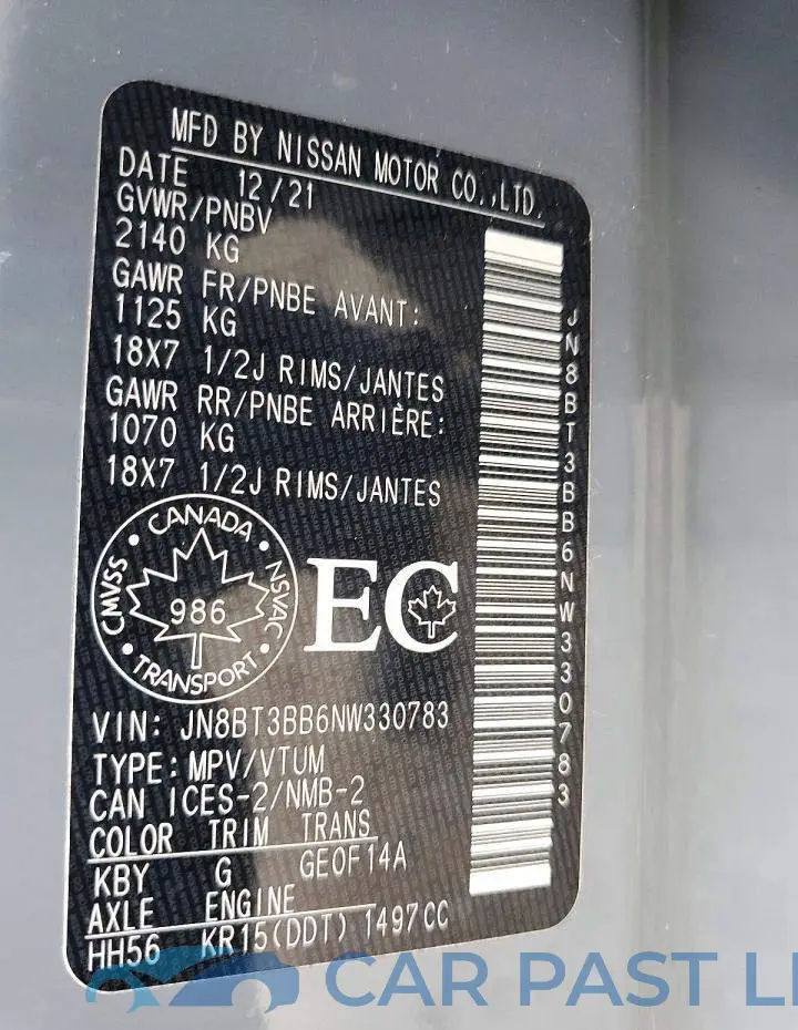 JN8BT3BB6NW330783# 14