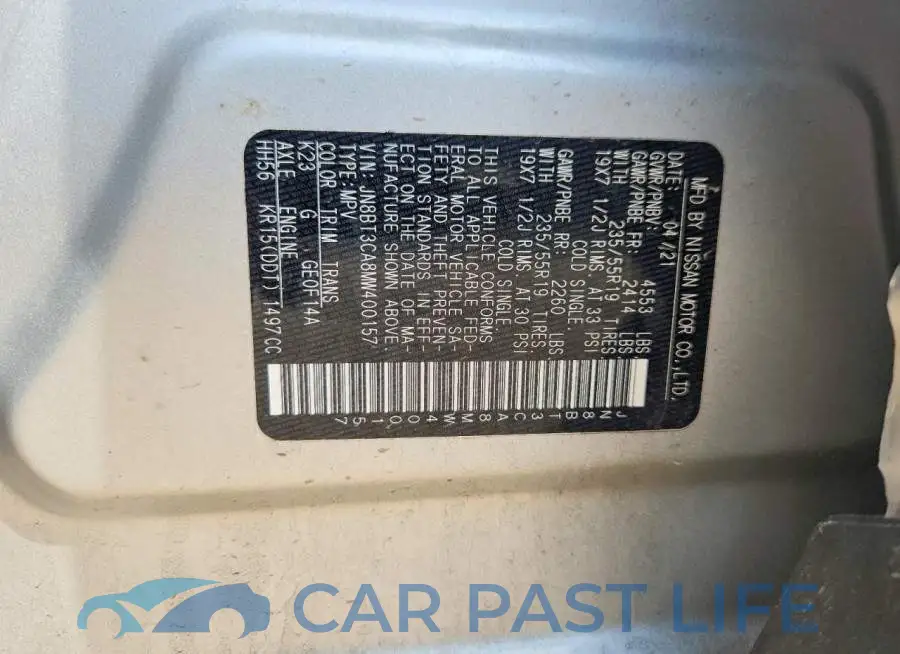 JN8BT3CA8MW400157# 12