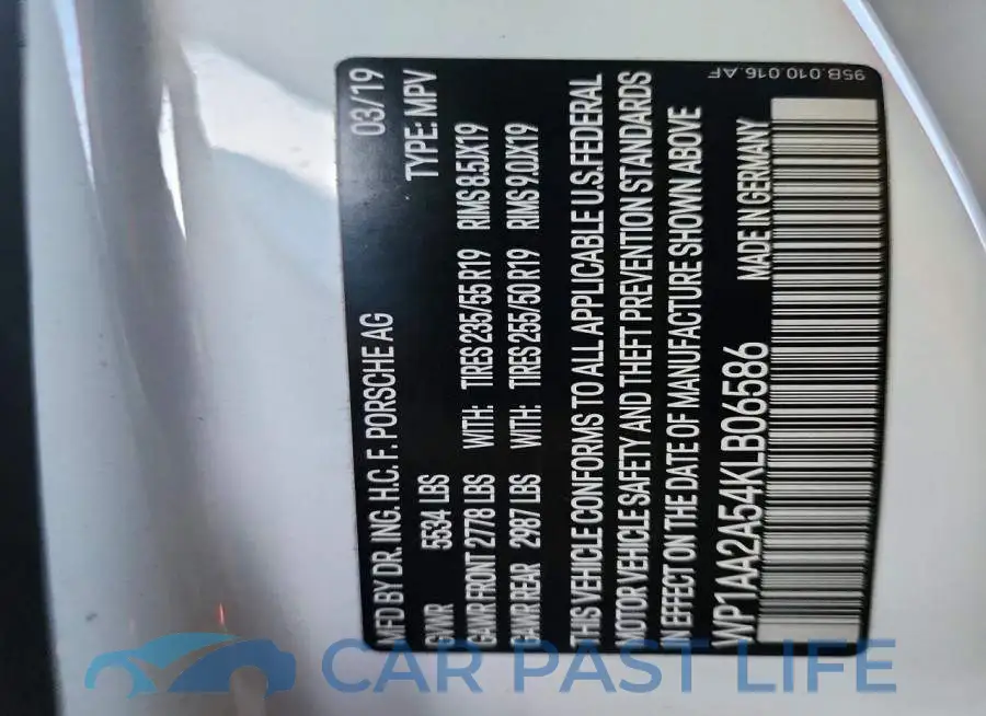 WP1AA2A54KLB06586# 13