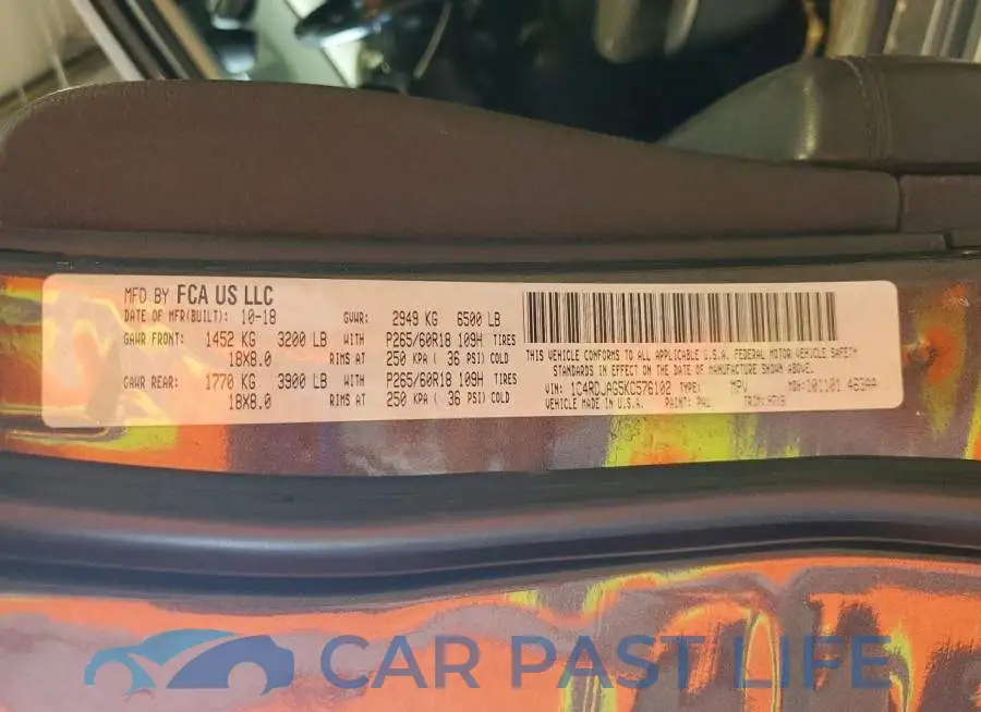 1C4RDJAG5KC576102# 13