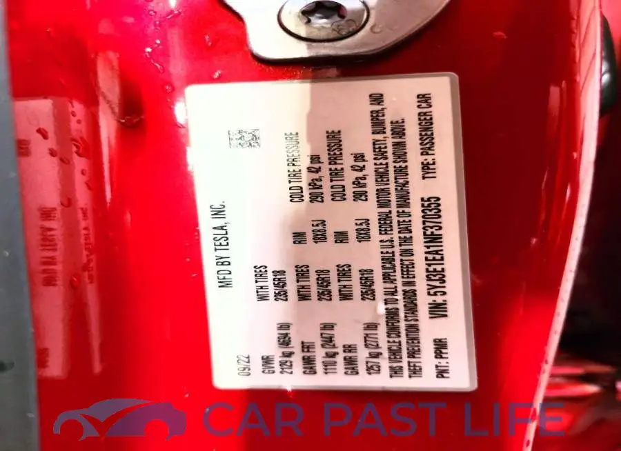 5YJ3E1EA1NF370355# 12