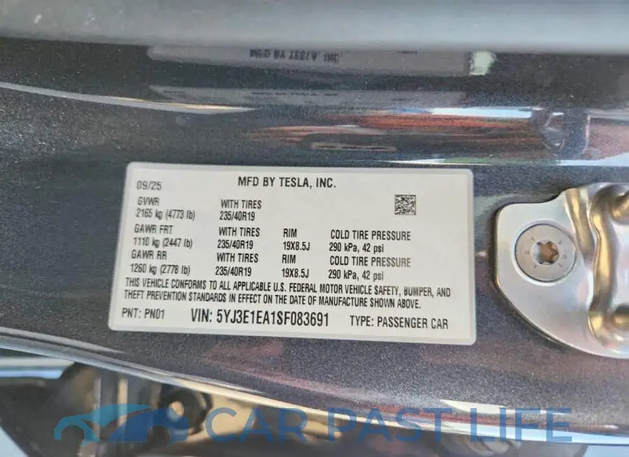 5YJ3E1EA1SF083691# 12
