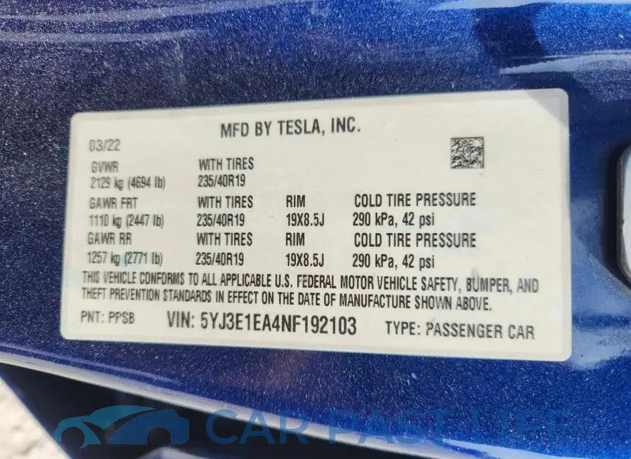 5YJ3E1EA4NF192103# 12