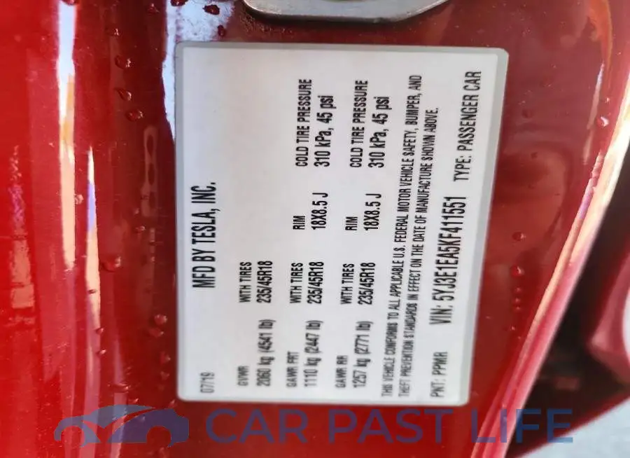 5YJ3E1EA5KF411551# 12
