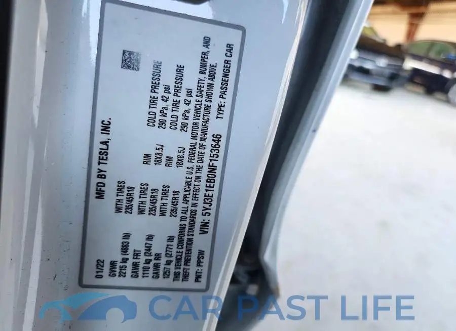 5YJ3E1EB0NF153646# 12