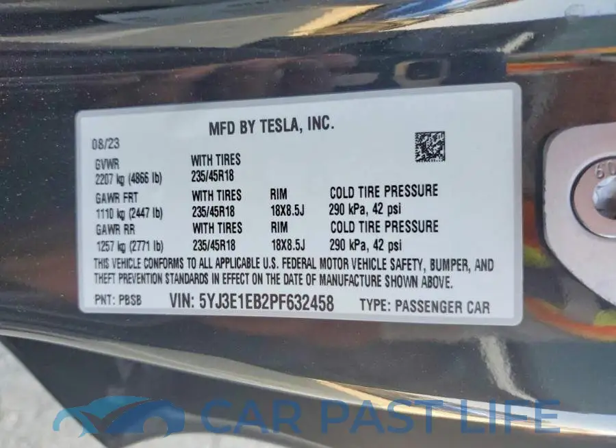 5YJ3E1EB2PF632458# 12