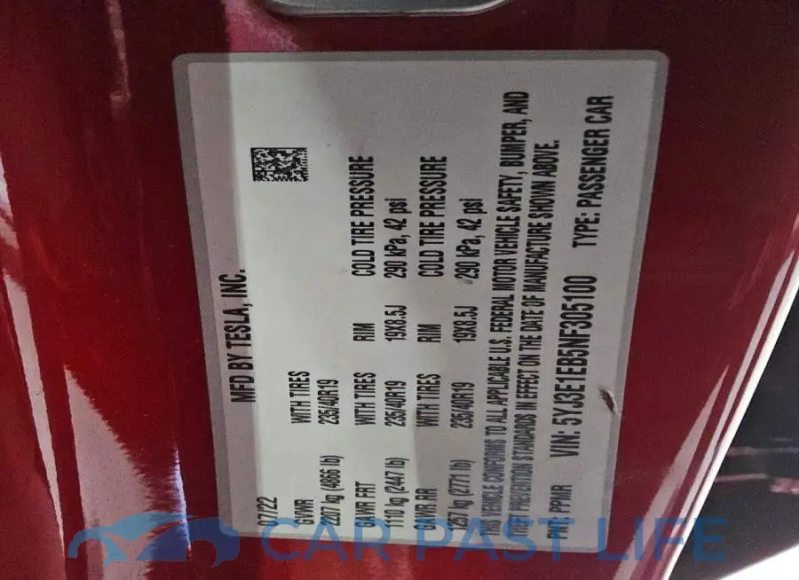 5YJ3E1EB5NF305100# 12