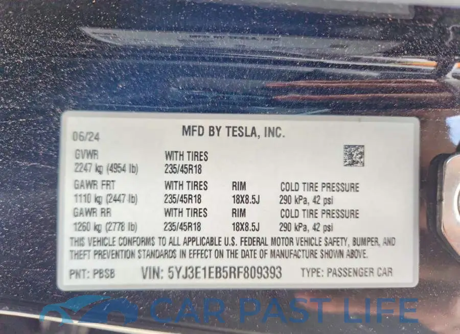 5YJ3E1EB5RF809393# 12