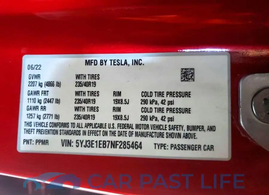 5YJ3E1EB7NF285464# 12