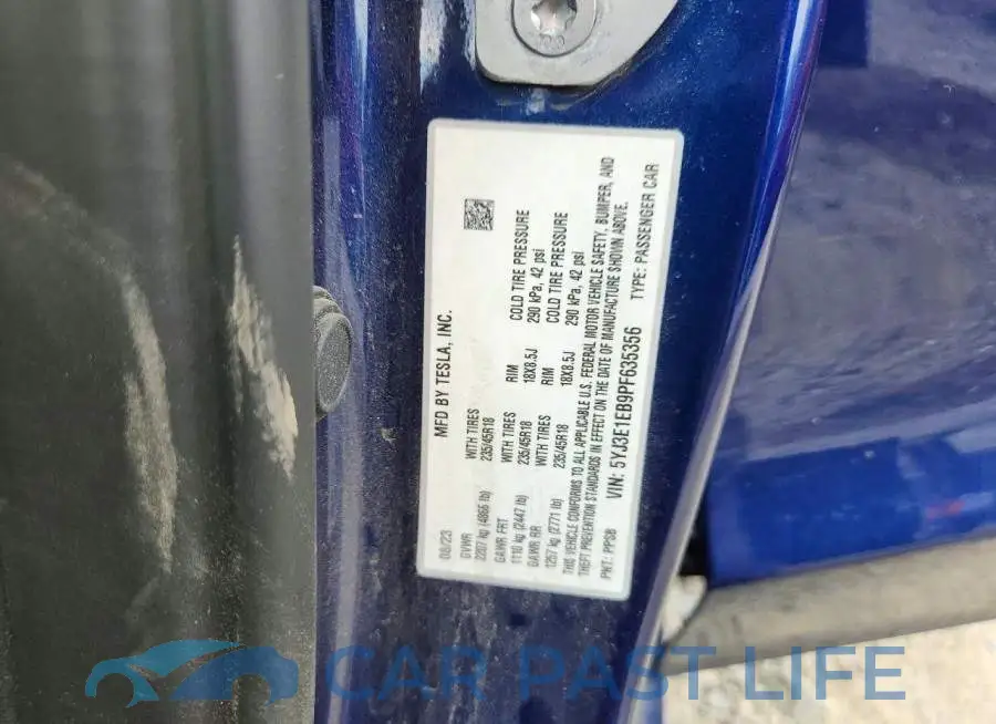 5YJ3E1EB9PF635356# 12