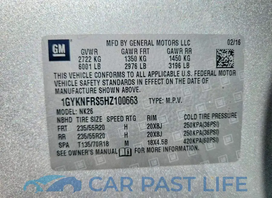 1GYKNFRS5HZ100663# 13