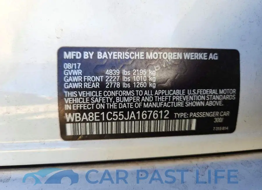 WBA8E1C55JA167612# 12