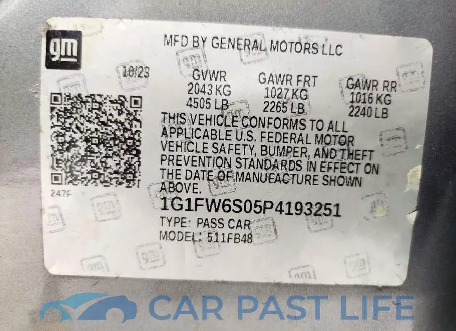 1G1FW6S05P4193251# 12