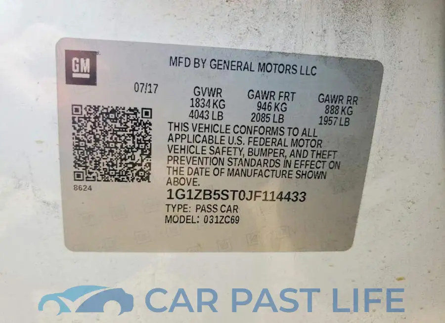 1G1ZB5ST0JF114433# 13
