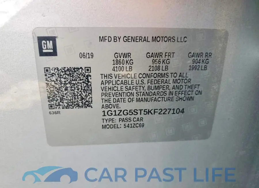 1G1ZG5ST5KF227104# 12