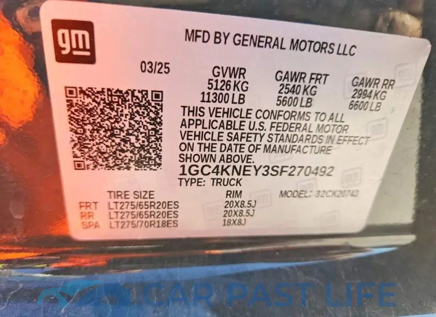 1GC4KNEY3SF270492# 12
