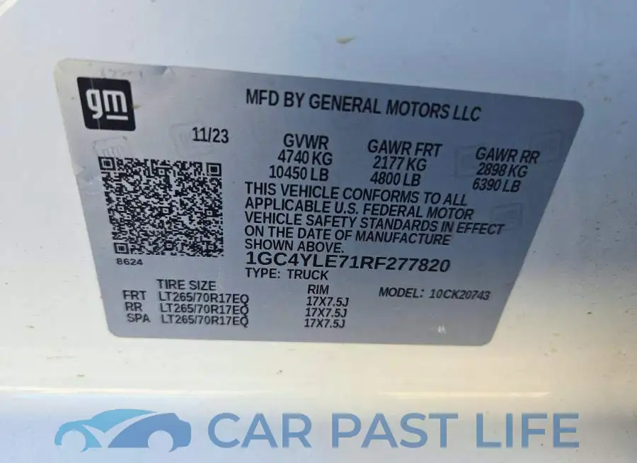 1GC4YLE71RF277820# 12