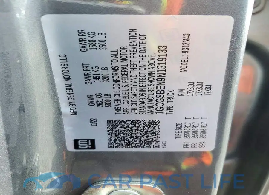 1GCGSBEN9N1319133# 12
