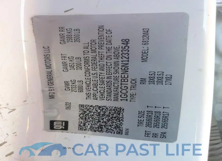 1GCGTBEN6N1233548# 12