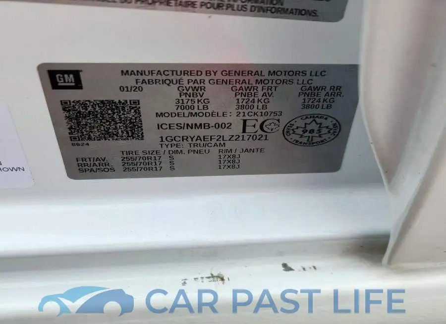 1GCRYAEF2LZ217021# 12