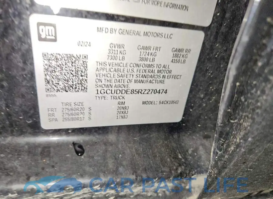 1GCUDDE85RZ270474# 12