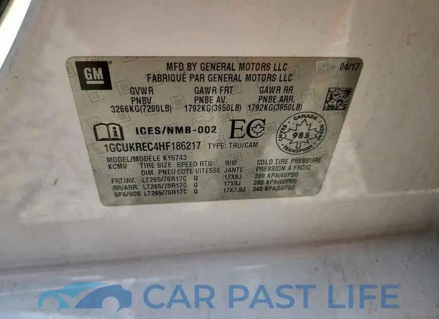 1GCUKREC4HF186217# 12