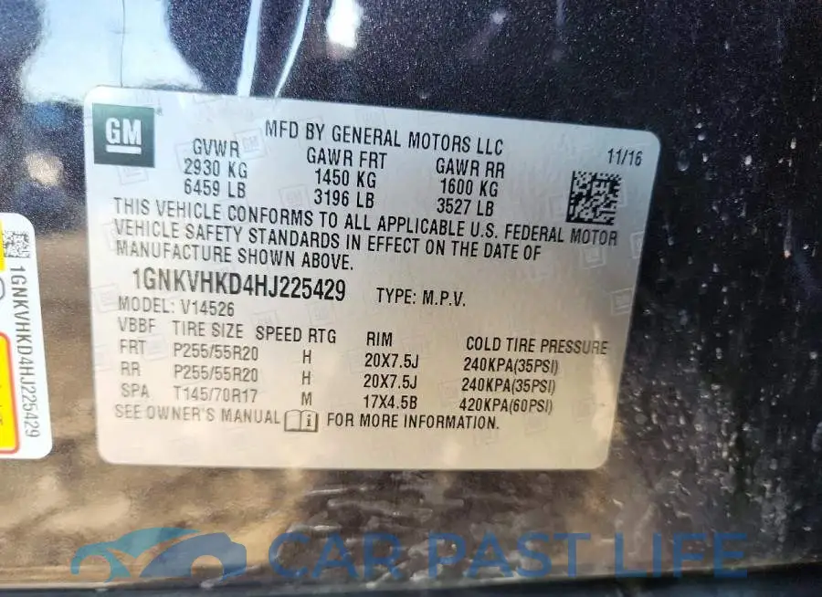 1GNKVHKD4HJ225429# 12