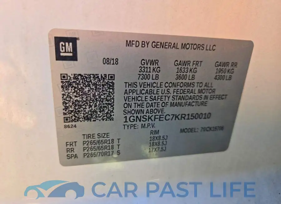 1GNSKFEC7KR150010# 13