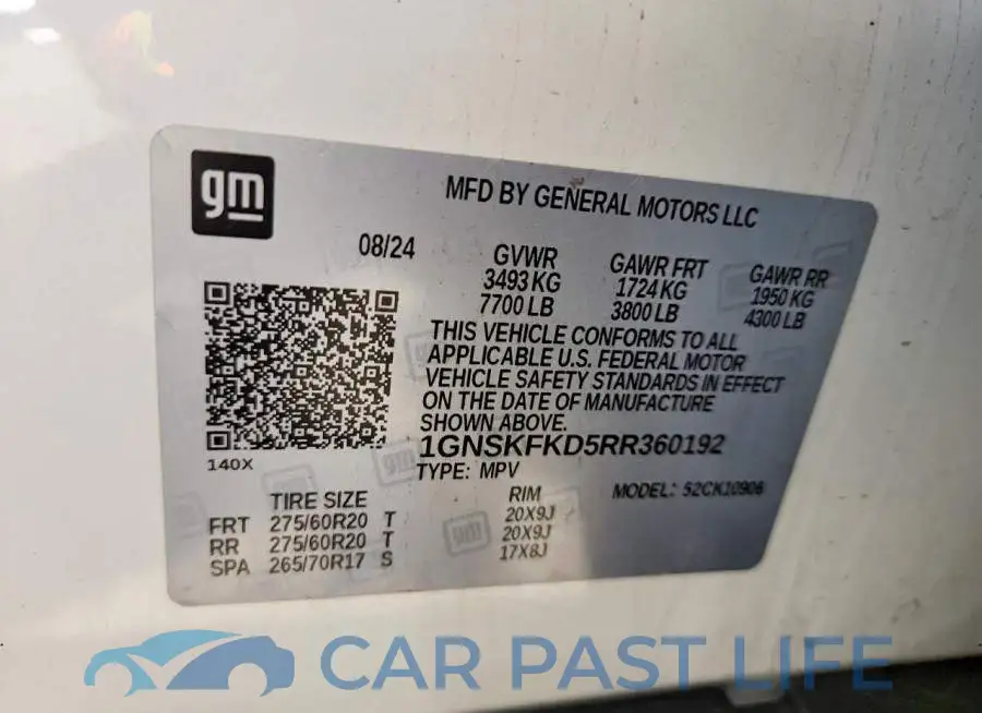 1GNSKFKD5RR360192# 13