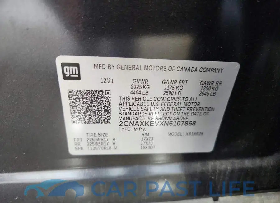2GNAXKEVXN6107868# 12