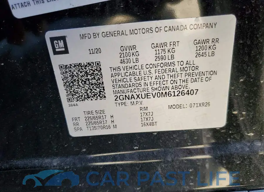 2GNAXUEV0M6126407# 13