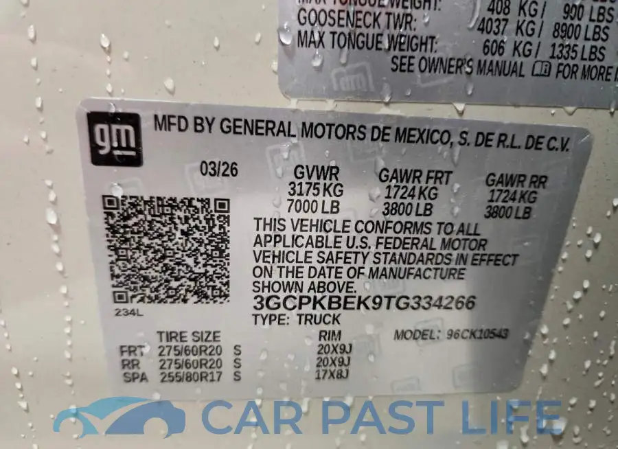 3GCPKBEK9TG334266# 12