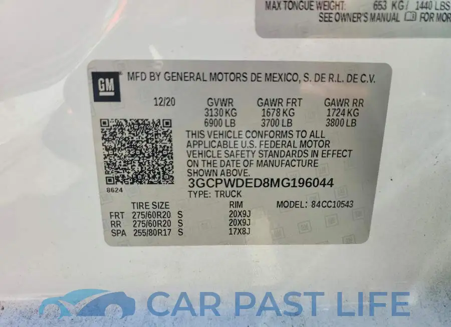 3GCPWDED8MG196044# 12