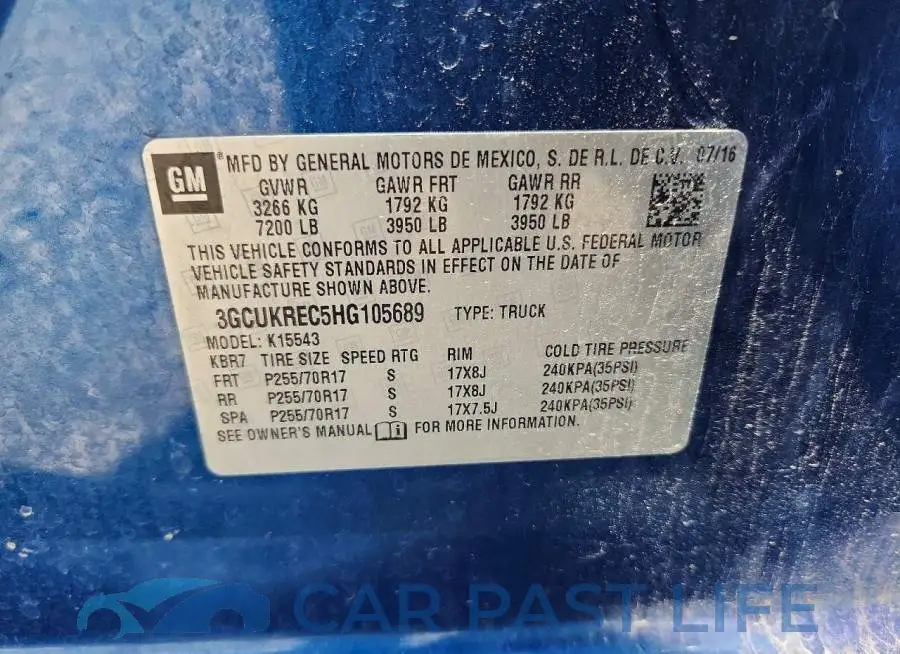 3GCUKREC5HG105689# 13