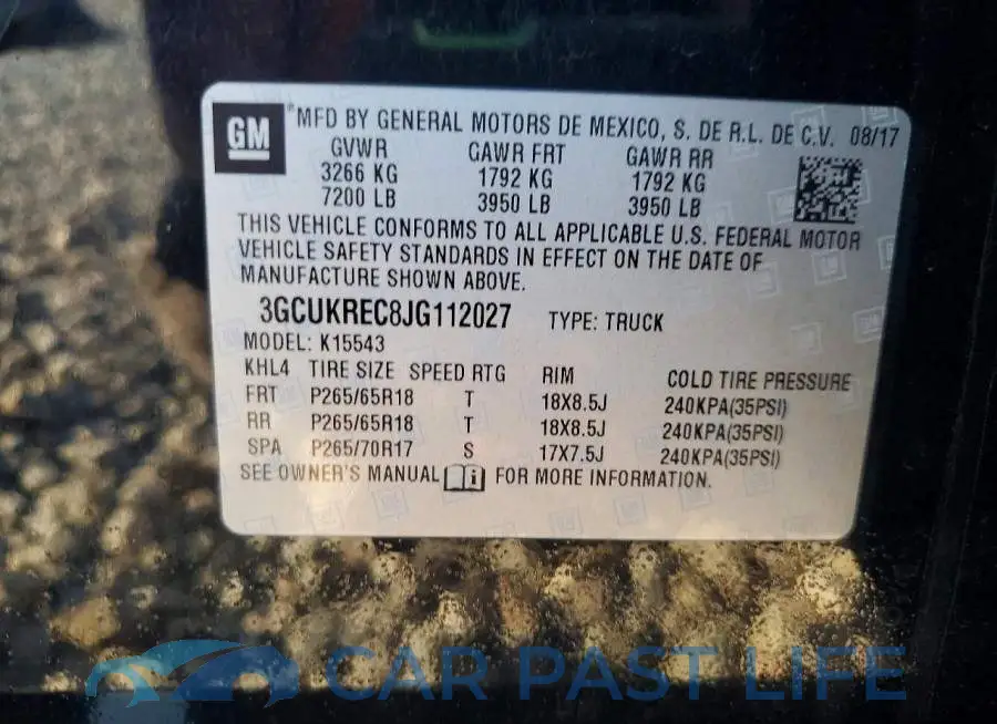 3GCUKREC8JG112027# 12