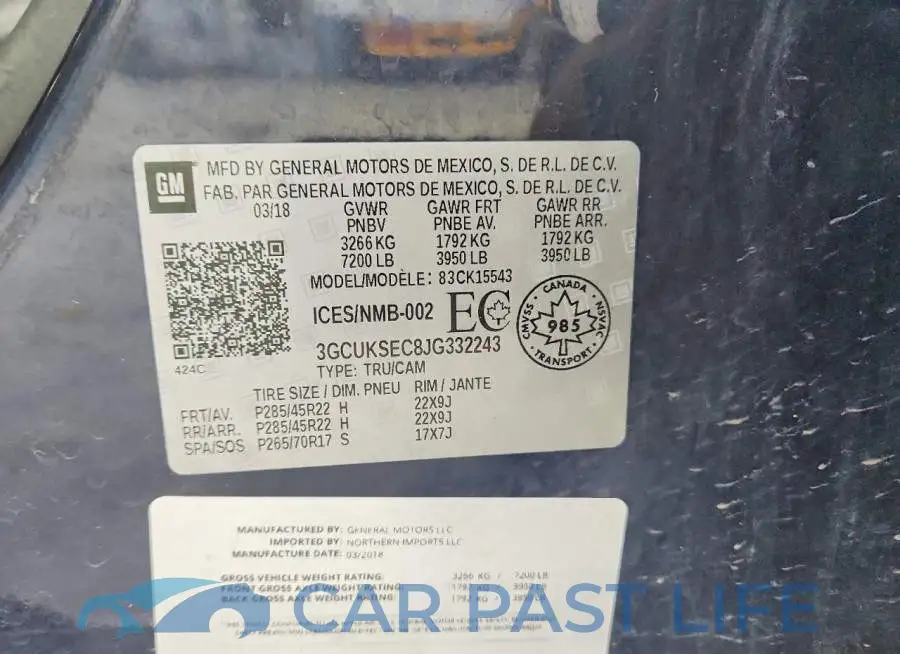 3GCUKSEC8JG332243# 12