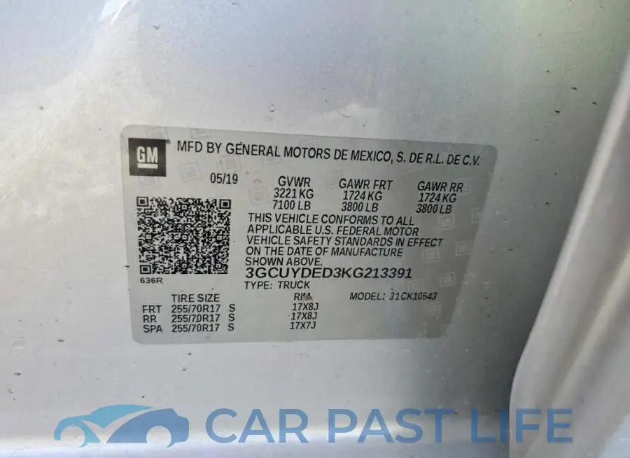 3GCUYDED3KG213391# 12