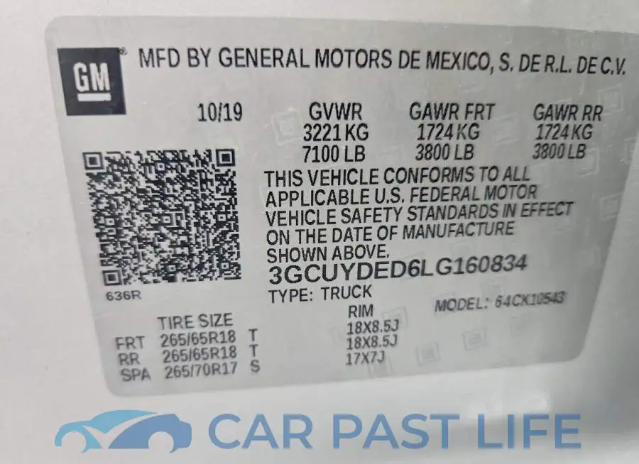 3GCUYDED6LG160834# 12