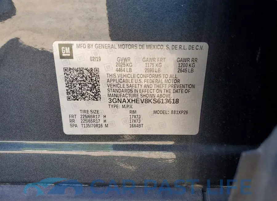 3GNAXHEV8KS613618# 12