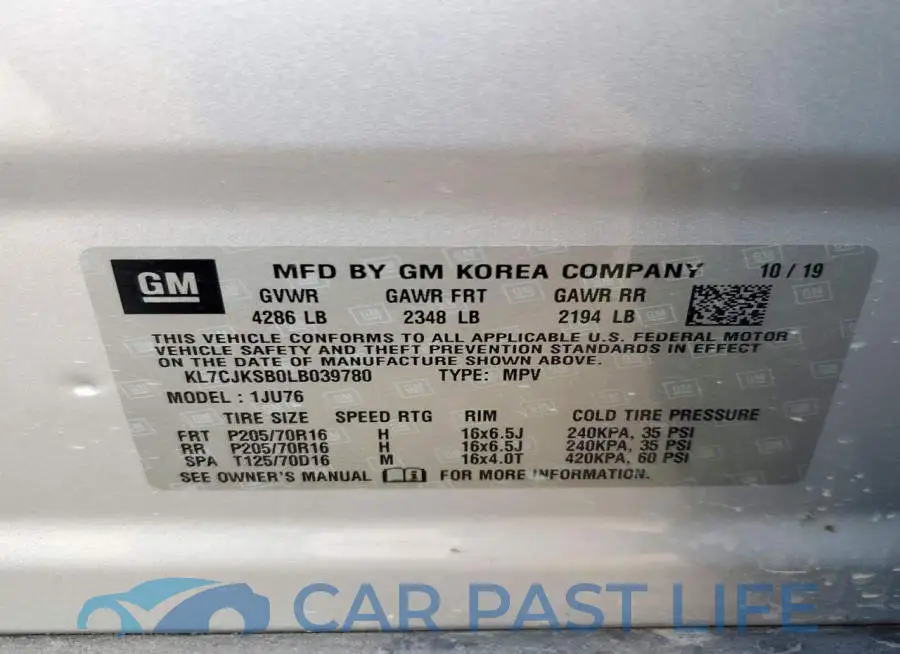 KL7CJKSB0LB039780# 12
