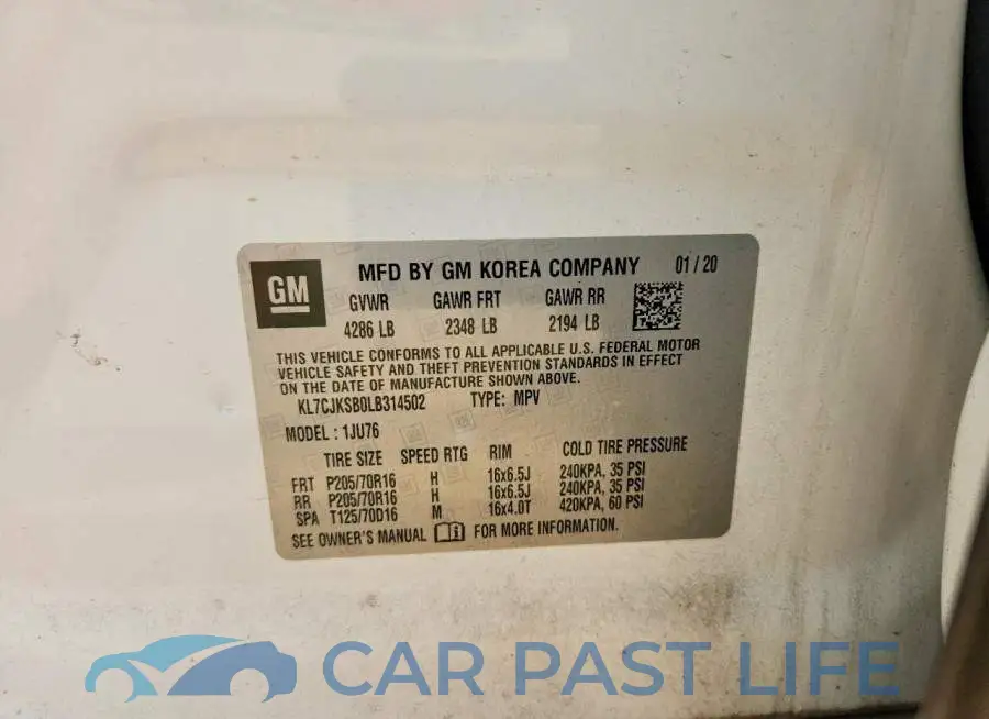 KL7CJKSB0LB314502# 12