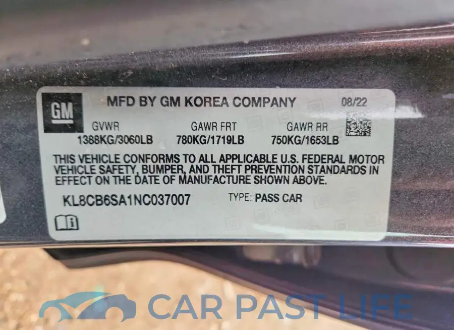 KL8CB6SA1NC037007# 12