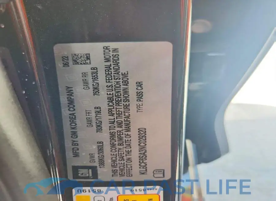 KL8CF6SA3NC029320# 12