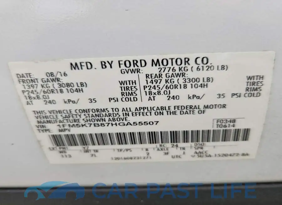 1FM5K7B87HGA55507# 13