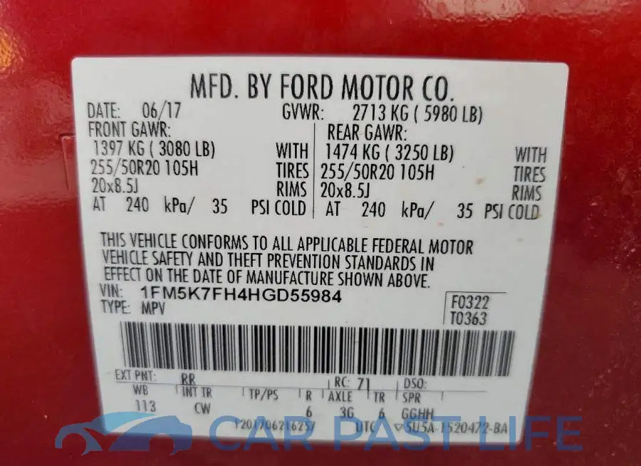 1FM5K7FH4HGD55984# 14
