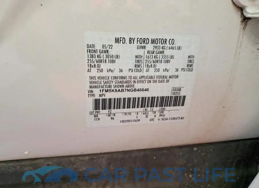 1FM5K8AB7NGB46646# 12