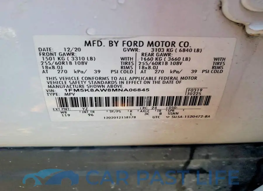 1FM5K8AW8MNA06845# 13