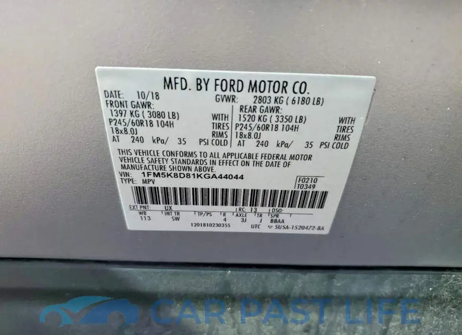 1FM5K8D81KGA44044# 13