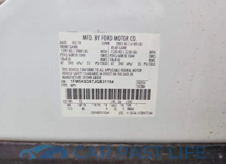 1FM5K8D87JGB31154# 14